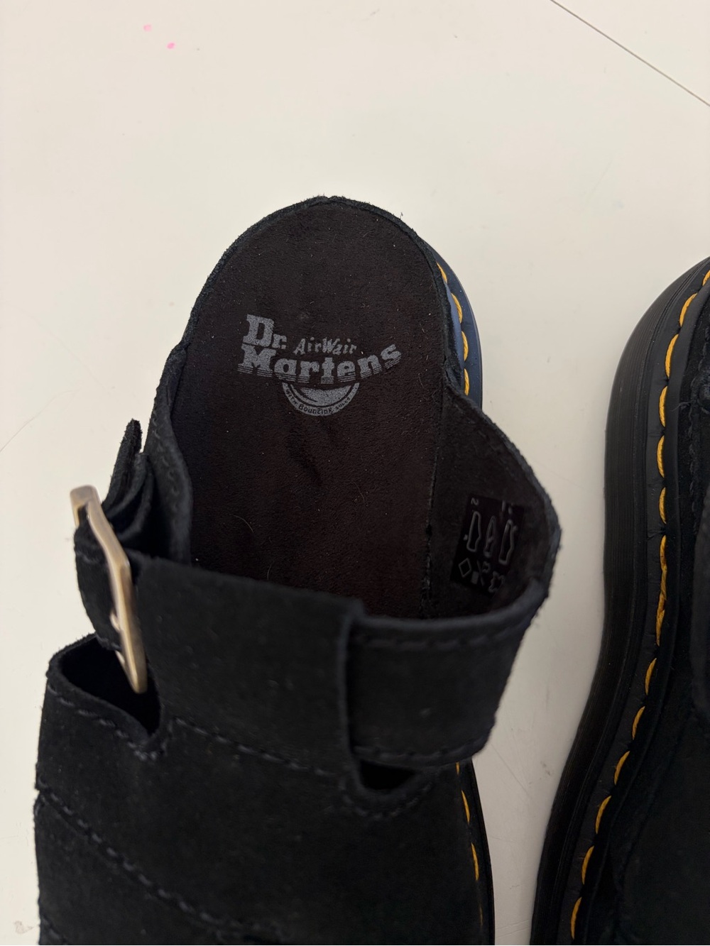 Dr. Martens Maxxy Slide Black Suede Platform Sandals Women’s Size 9 - Picture 3 of 9